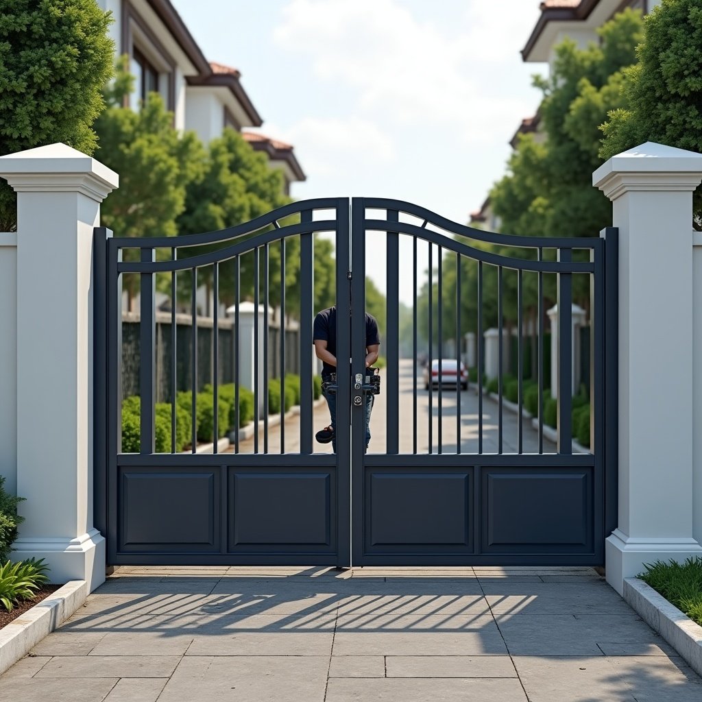 Swing vs Sliding Auto Gate — illustration for NEXT IN™